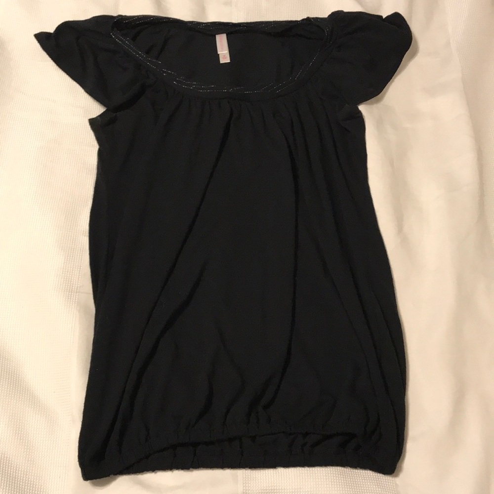 Black Capped Sleeve Shirt